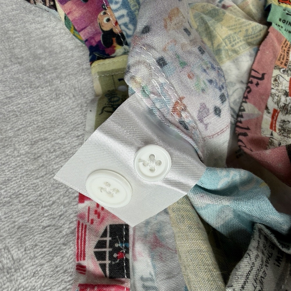 Disney 100 Disneyland Button Down Short Sleeve Viscose Size Small Collage AOP - Picture 10 of 12
